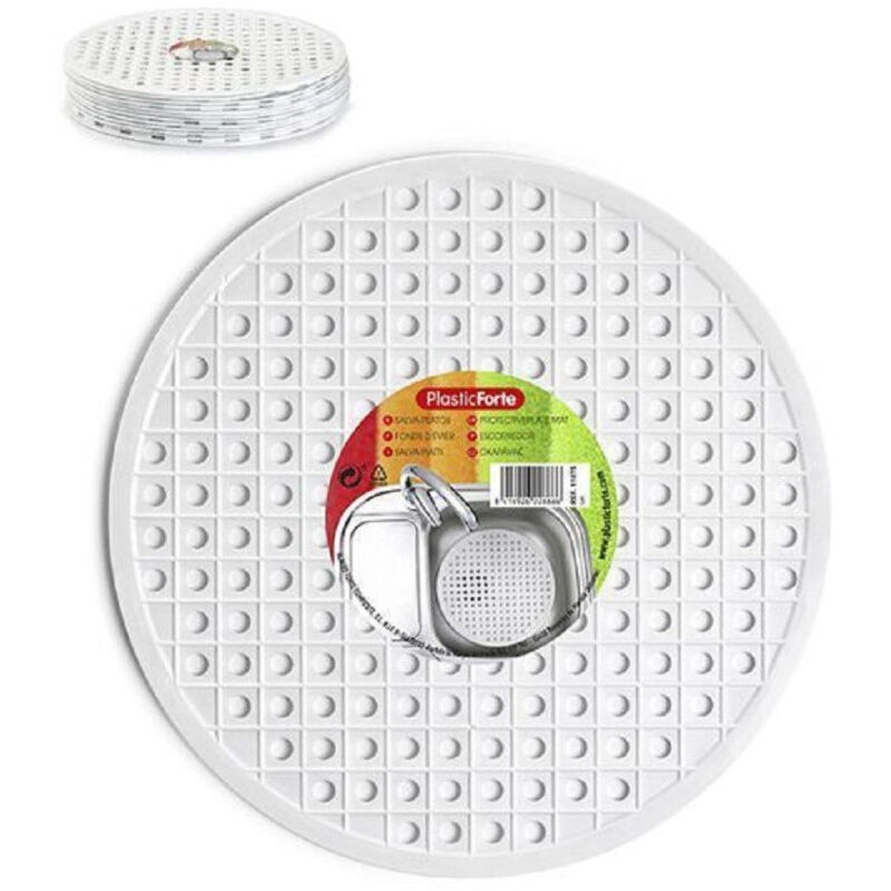 foto del prodotto trade shop traesio tappeto tappetino per lavello in plastica tondo cucina rotondo bianco 1187501 