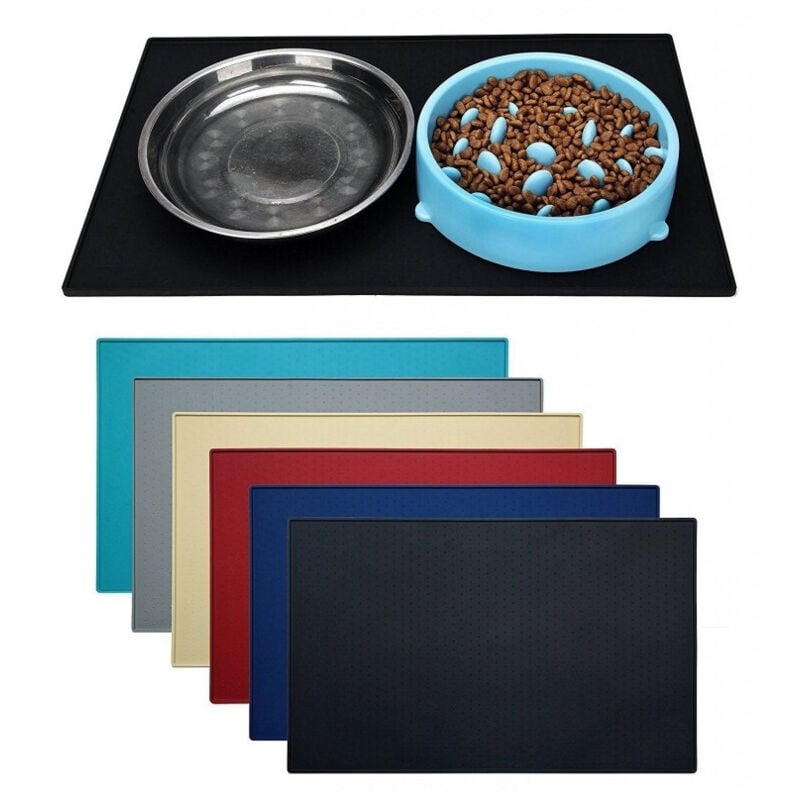foto del prodotto trade shop traesio tappeto tappetino sotto ciotola antiscivolo anti scivolo 35,5 x 46 cm gommato per cane gatto animali 
