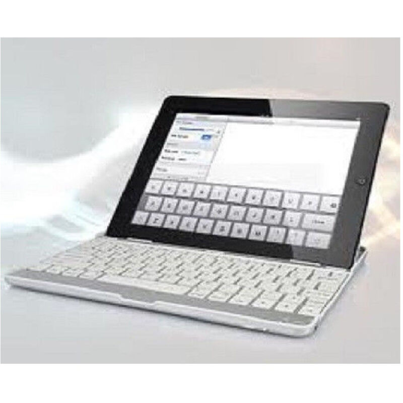 foto del prodotto trade shop traesio tastiera qwerty bluetooth per ipad 2 e 3 supporto case cover in alluminio tablet 