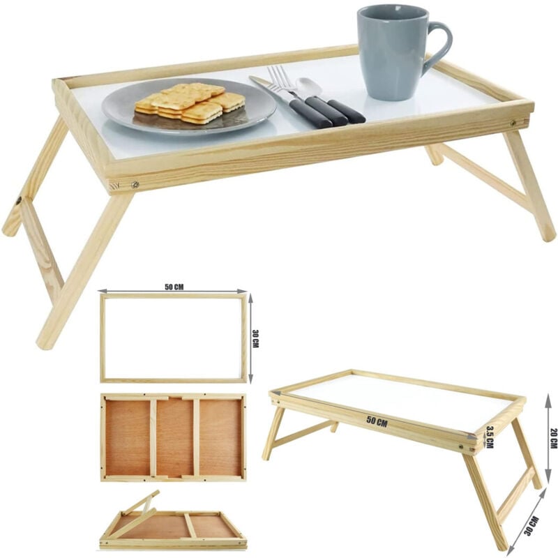 foto del prodotto trade shop traesio tavolino legno colazione letto pieghevole tavolo lettura multiuso notebook 