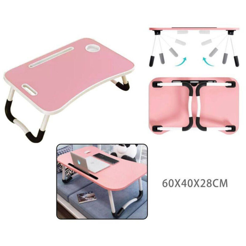 foto del prodotto trade shop traesio tavolino pieghevole rosa supporto per computer portatile laptop salvaspazio casa 