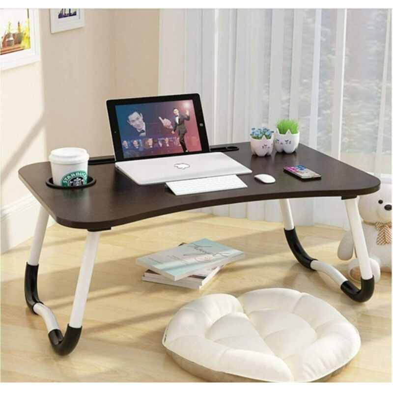 foto del prodotto trade shop traesio tavolino pieghevole vassoio scrivania 60x40x28 cm tavolo per computer portatile 