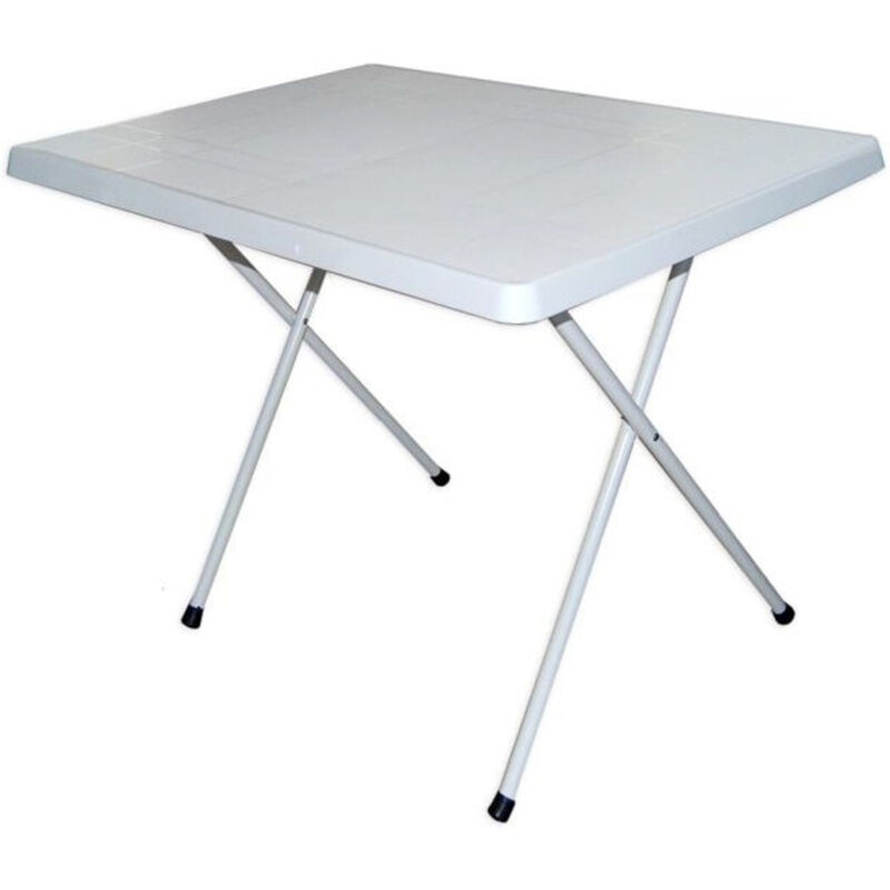 foto del prodotto trade shop traesio - tavolo bianco 80x60x51 cm pieghevole design esterno 2 persone campeggio pic nic -