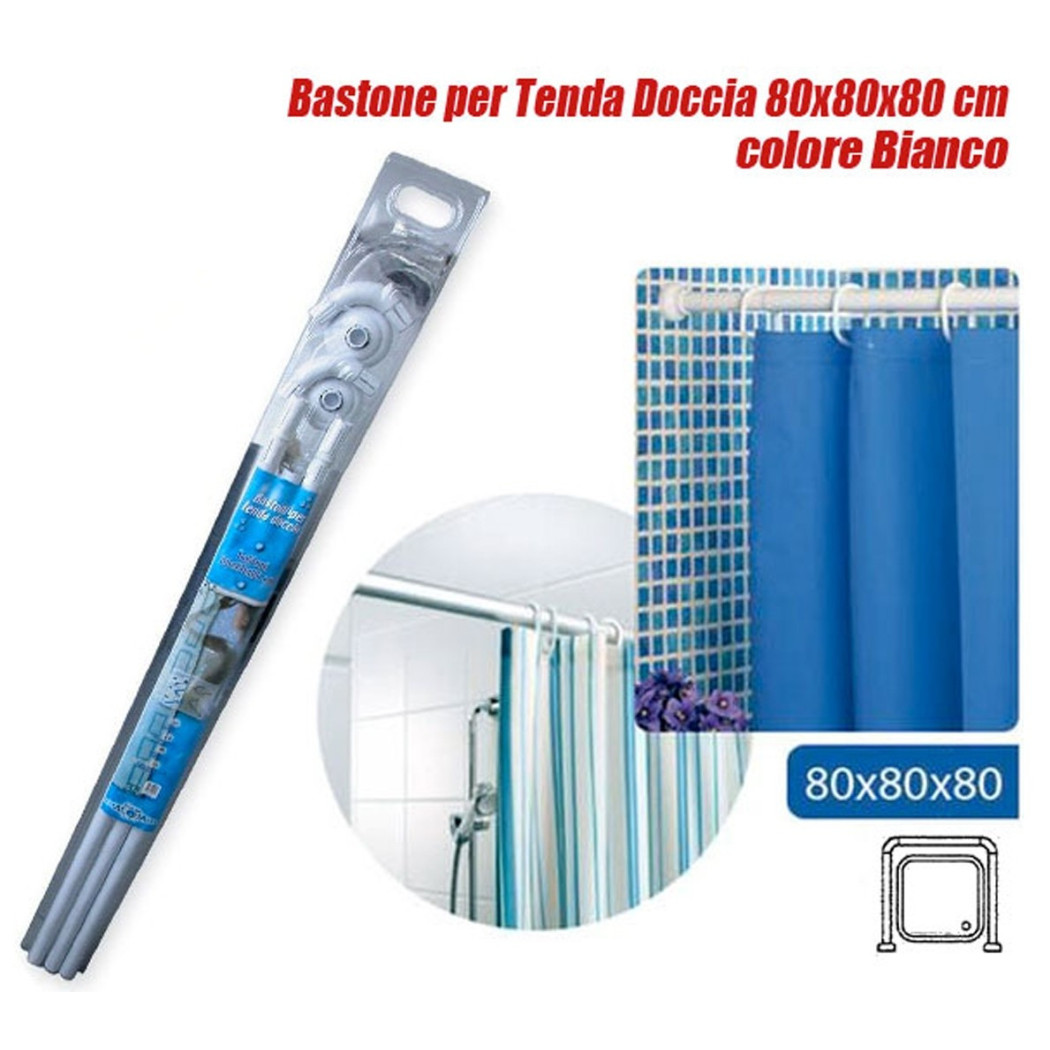 foto del prodotto trade shop traesio telaio tenda tende bastone asta doccia e vasca da bagno colore bianco 80x80x80cm 