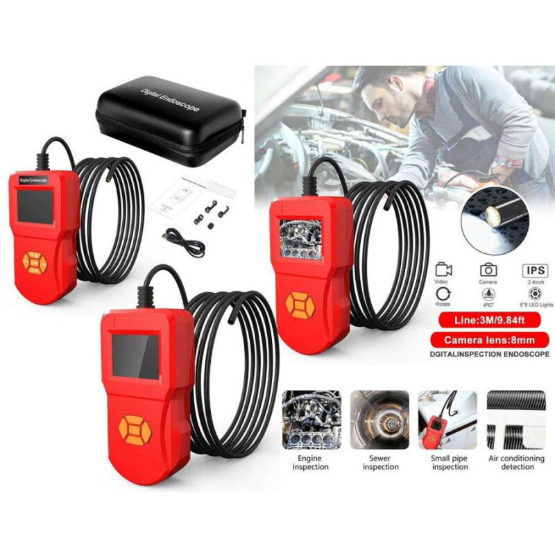 foto del prodotto trade shop traesio telecamera con monitor endoscopica 3mt 8mm flessibile lcd 2.4 ip67 