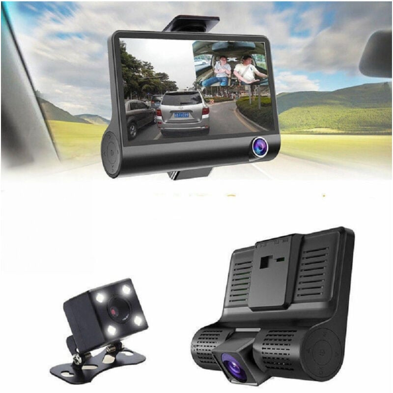 foto del prodotto trade shop traesio telecamera dvr per auto camper full hd 1080p 3 telecamere interna esterna lcd 4 