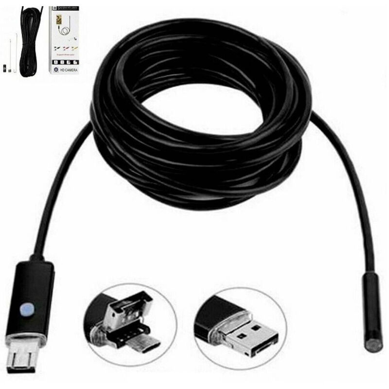 foto del prodotto trade shop traesio telecamera endoscopica 1.5 metri tubo flessibile usb 6led impermeabile ispezione 