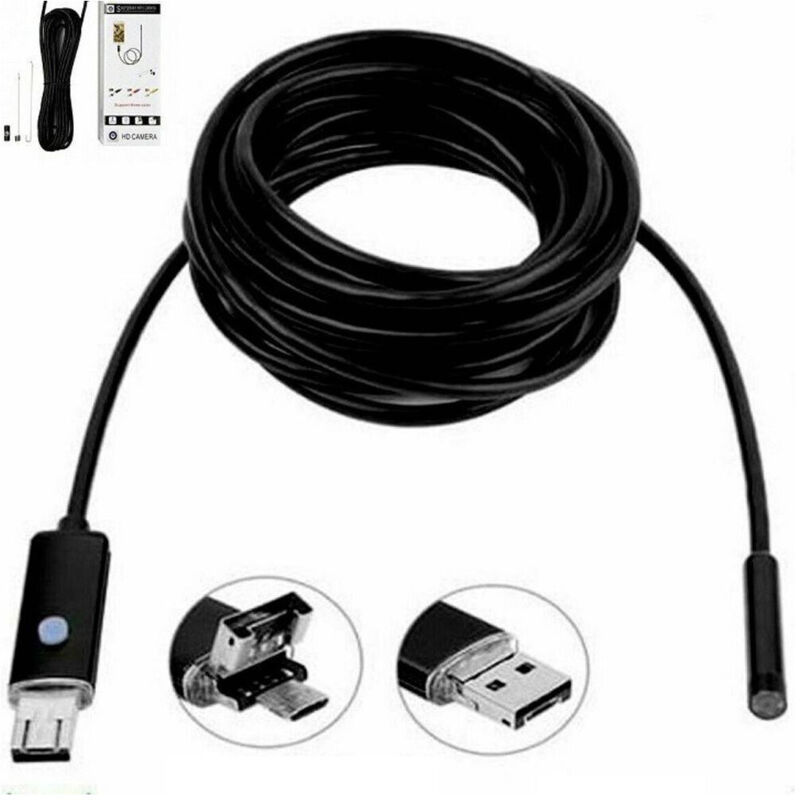 foto del prodotto trade shop traesio telecamera endoscopica 2 metri tubo flessibile usb 6 led impermeabile ispezione 