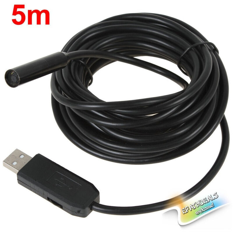 foto del prodotto trade shop traesio telecamera endoscopica usb flessibile telecamera foto ispezione 4 led 5 mt sonda 
