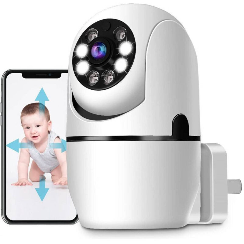 foto del prodotto trade shop traesio telecamera wireless con spina 360 rilevamento movimento tracciamento automatico 