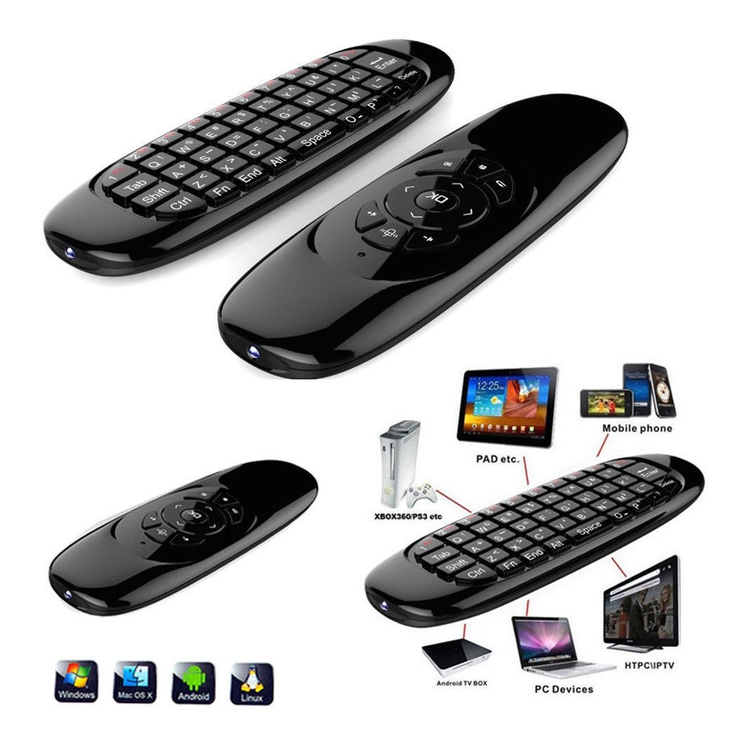 foto del prodotto trade shop traesio telecomando air mouse c 120 wireless 2,4 ghz mini tastiera movimento android pc 
