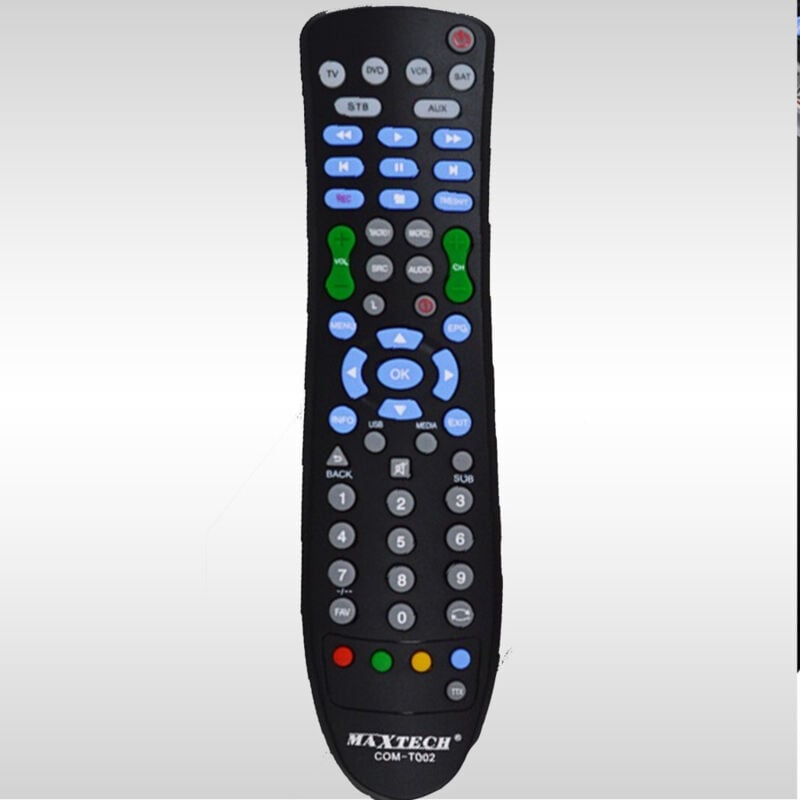 foto del prodotto trade shop traesio telecomando universale programmabile 6in1 per tutte le tv dvb t dvd sat aux vcr 