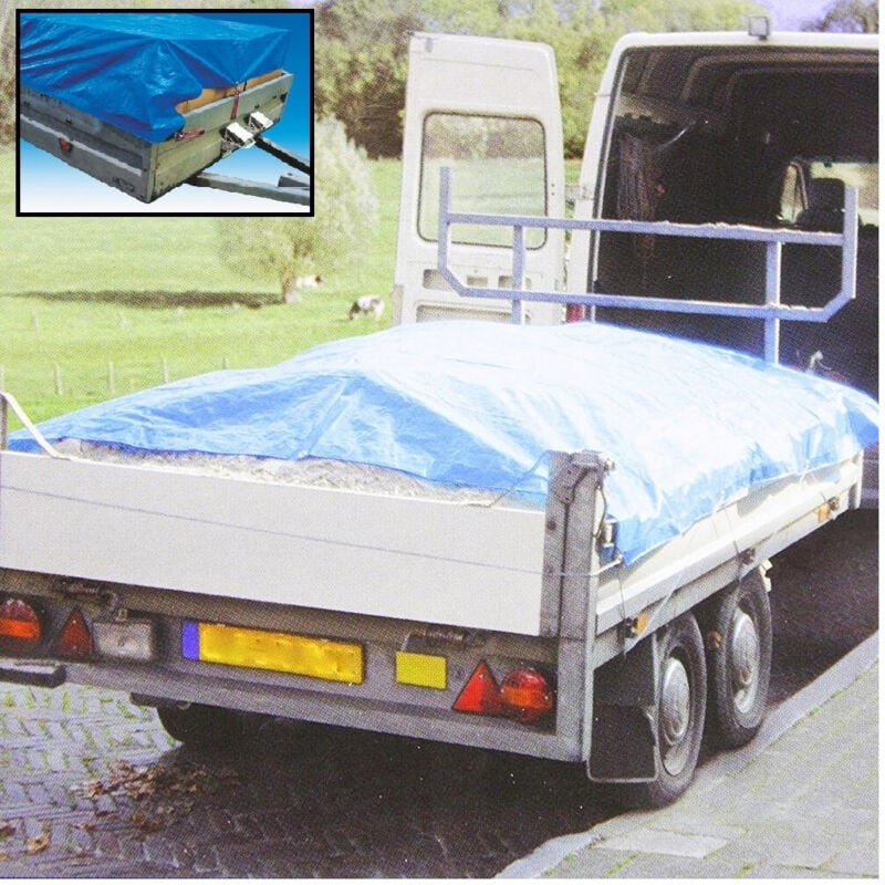 foto del prodotto trade shop traesio telo copertura carico rimorchi camion 250x140cm 4 cinghie protezione 