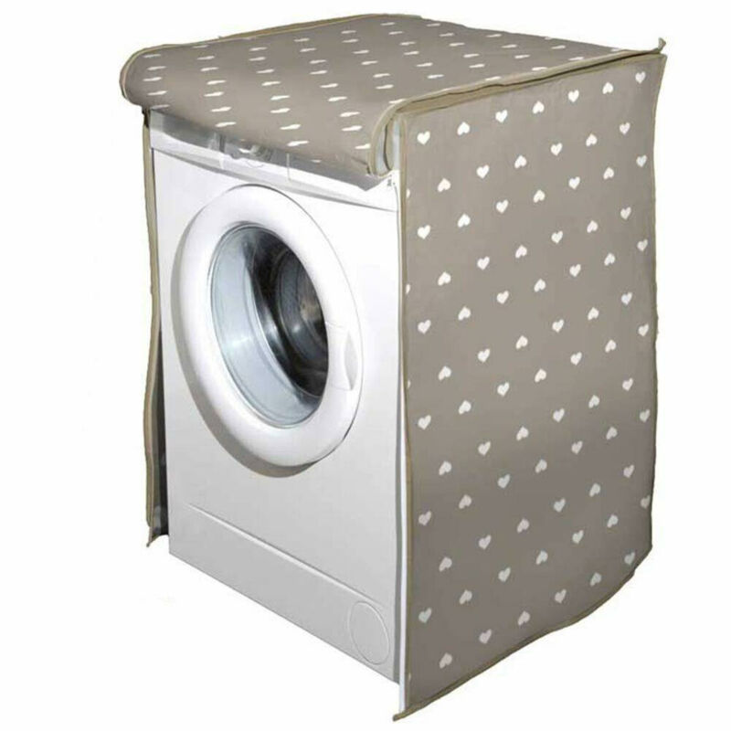 foto del prodotto trade shop traesio telo copertura lavatrice protezione tessuto chiusura zip cuori tortora 60x60x80cm 