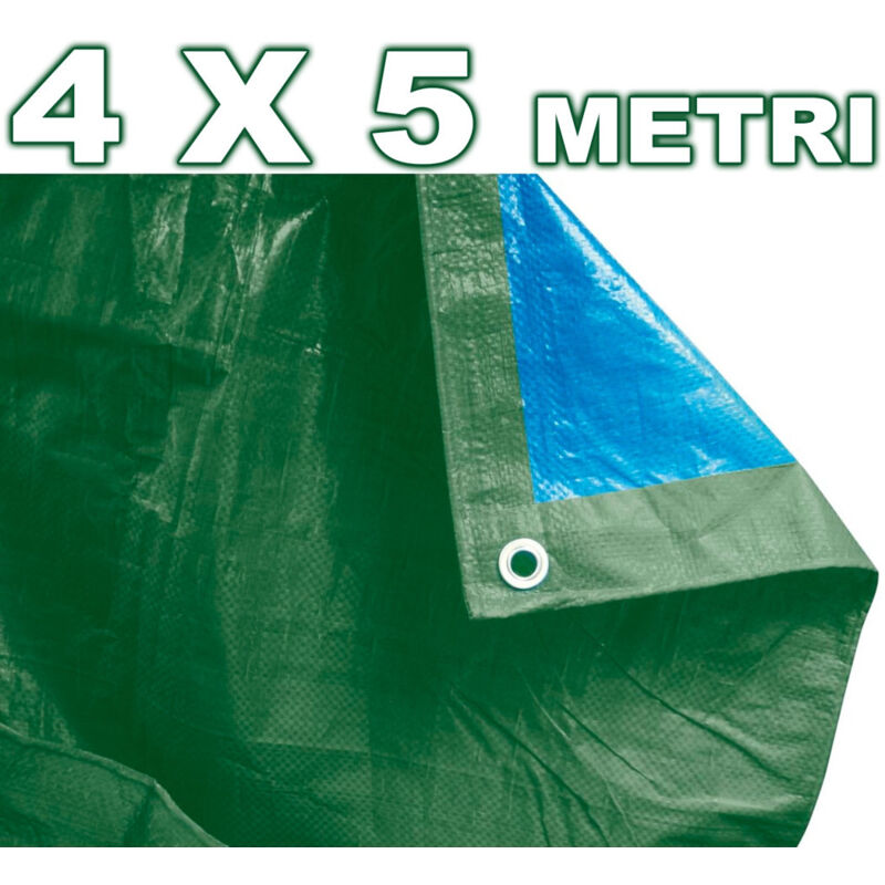 foto del prodotto trade shop traesio - telo copri auto moto copritutto 4x5 metri in polietilene impermeabile verde blu -