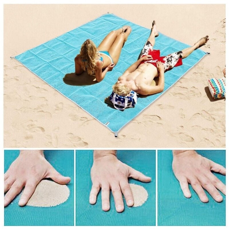 foto del prodotto trade shop traesio - telo mare anti sabbia sand free mat rimuovi sabbia telo utile pic-nic campeggio -