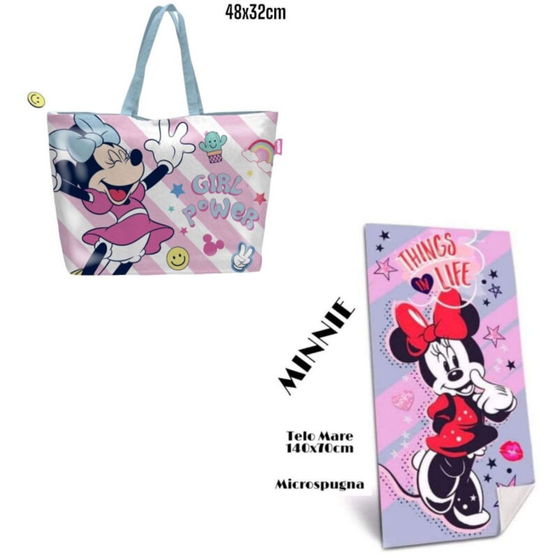 foto del prodotto trade shop traesio telo mare in cotone borsa da spiaggia asciugamano borsa mare minnie mouse 