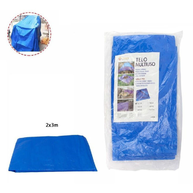 foto del prodotto trade shop traesio telo telone copertura impermeabile blu multiuso antistrappo misura 2x3 mt 69436 