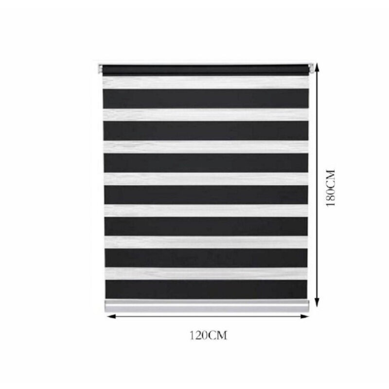 foto del prodotto trade shop traesio tenda a rullo doppio oscurante interni senza foratura avvolgibile finestre porte nero 120x180cm 