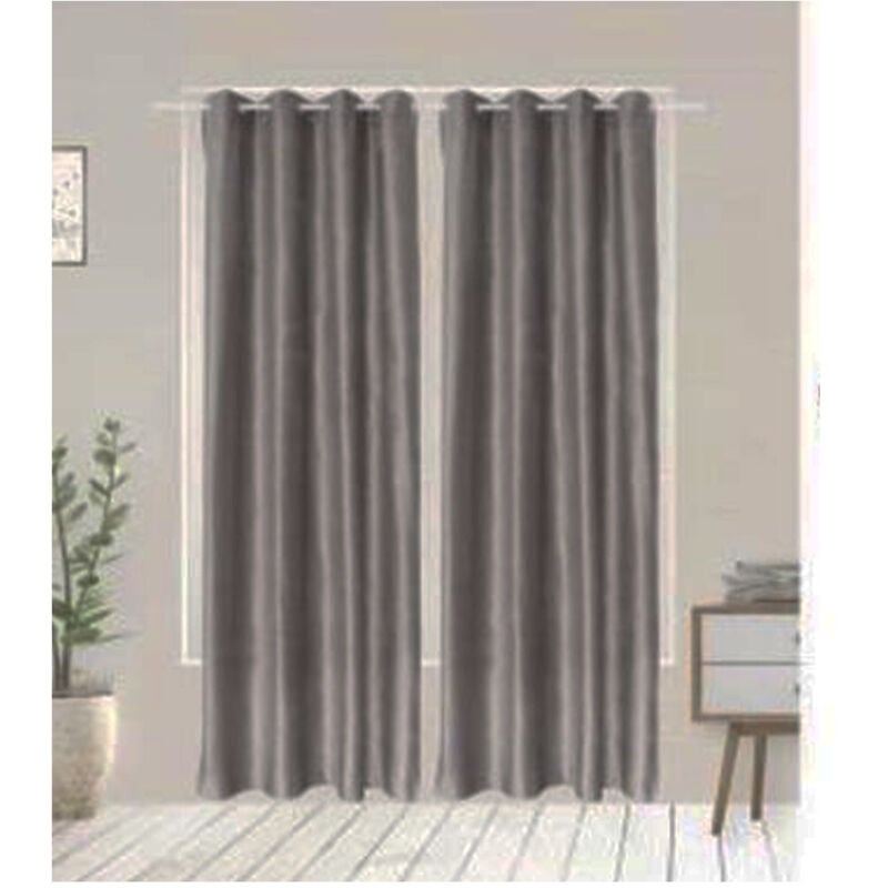foto del prodotto trade shop traesio tenda betta vellutata pannello singolo 8 borchie porta finestra bastone 140x290 