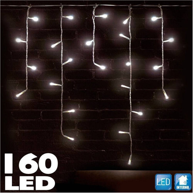 foto del prodotto trade shop traesio - tenda cascata luminosa 160 led bianco caldo 230 cm decorazioni natalizie luci -