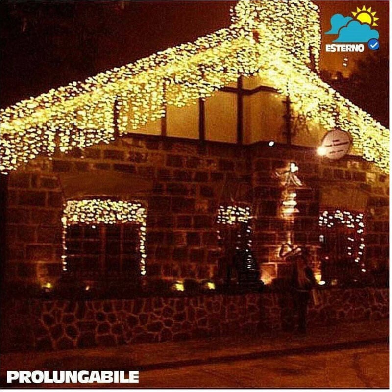foto del prodotto trade shop traesio tenda cascata luminosa bianco caldo 250 x 75 cm prolungabile fino a 50mt 126 led 