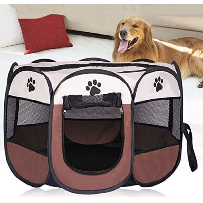 foto del prodotto trade shop traesio tenda da campeggio pieghevole per animali gabbia per cani cucce ottagono 75x75cm 