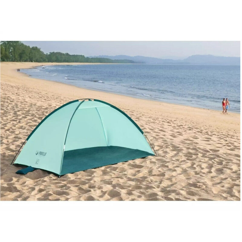 foto del prodotto trade shop traesio tenda da spiaggia ground beach giacca a vento per 2 persone 220x120x95cm 68105 