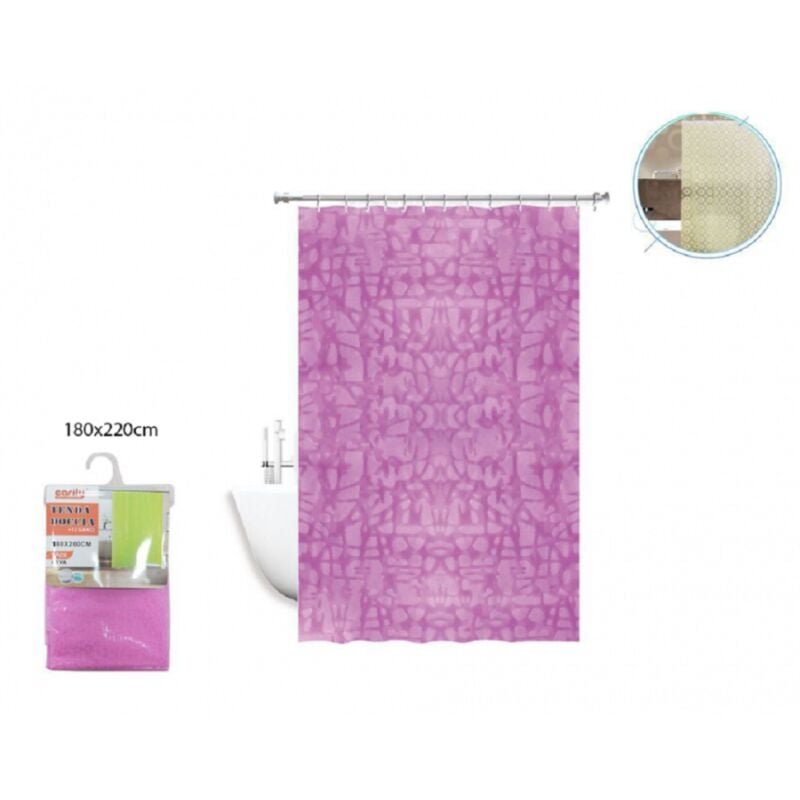 foto del prodotto trade shop traesio tenda doccia vasca antimuffa impermeabile rosa fuxia 180x220 cm con anelli 52131 