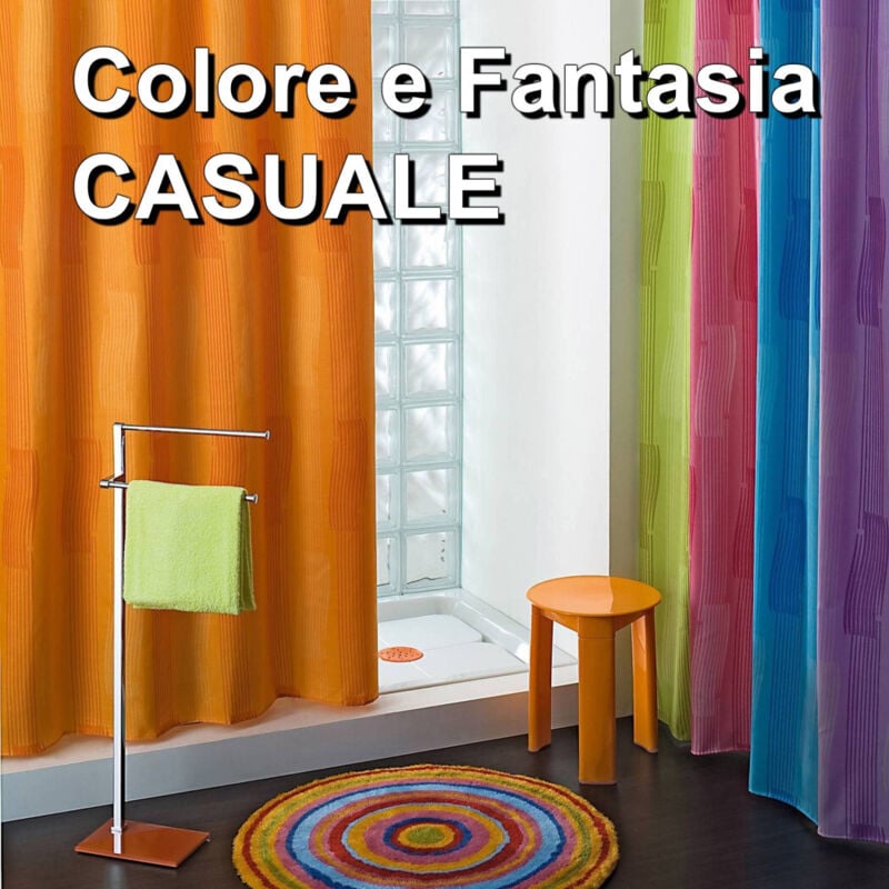 foto del prodotto trade shop traesio tenda doccia vasca bianca in poliestere 180 x 200 cm tendina bagno con ganci 