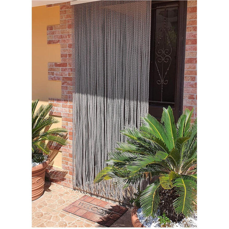 foto del prodotto trade shop traesio - tenda moschiera antimosche a fili torciglione in gomma grigia 120x230 cm tpl88 025479 -