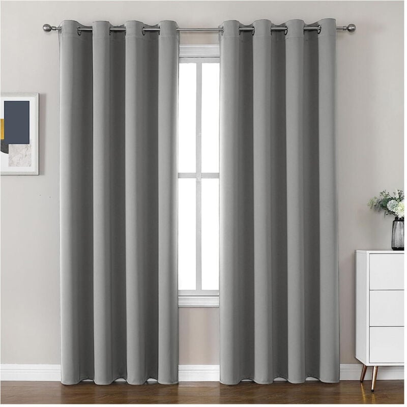 foto del prodotto trade shop traesio - tenda oscurante nogah pannello singolo 8 borchie porta finestra bastone 140x180 -