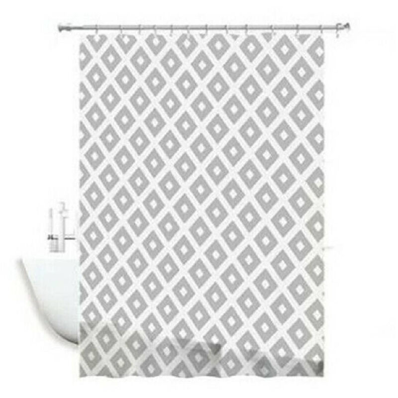 foto del prodotto trade shop traesio tenda per doccia impermeabile tessuto pvc 12 ganci in plastica rombi 180x200cm 