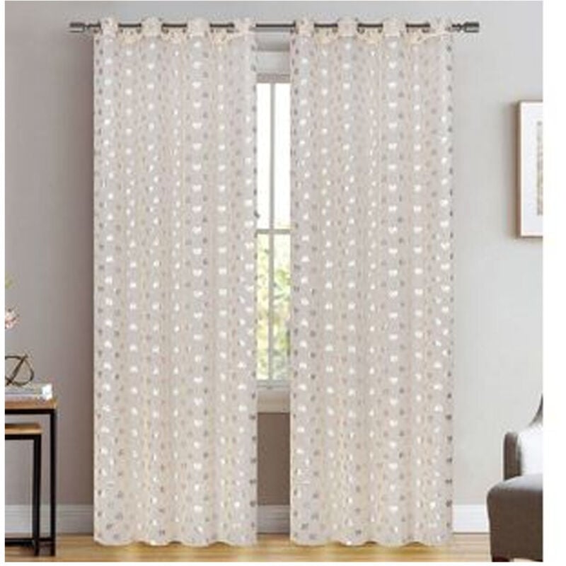 foto del prodotto trade shop traesio tenda rosella cuori pannello singolo 8 borchie porta finestra bastone 140x280 cm 