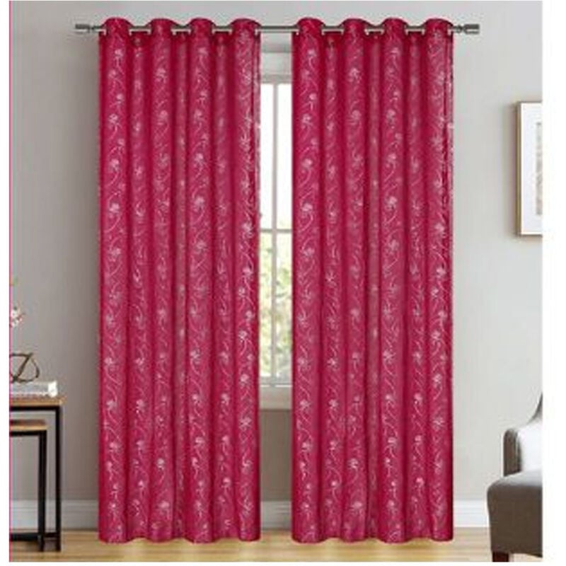 foto del prodotto trade shop traesio - tenda tullia cuori pannello singolo 8 borchie porta finestra bastone 140x280 cm -