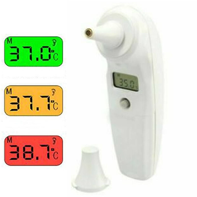 foto del prodotto trade shop traesio termometro infrarossi digitale orecchio con display 3 colori 32.0 a 42.9 c 1 sec 