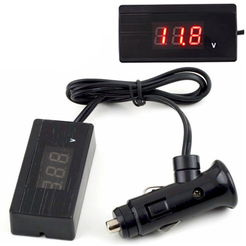 foto del prodotto trade shop traesio tester digitale tensione batteria auto camper moto luce led voltimetro voltmetro 