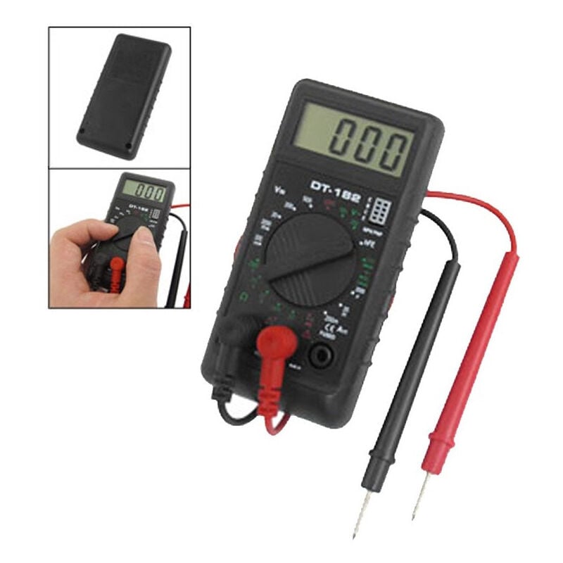 foto del prodotto trade shop traesio tester multimetro amperometro digitale puntali volt ampere dt 182 con puntali 