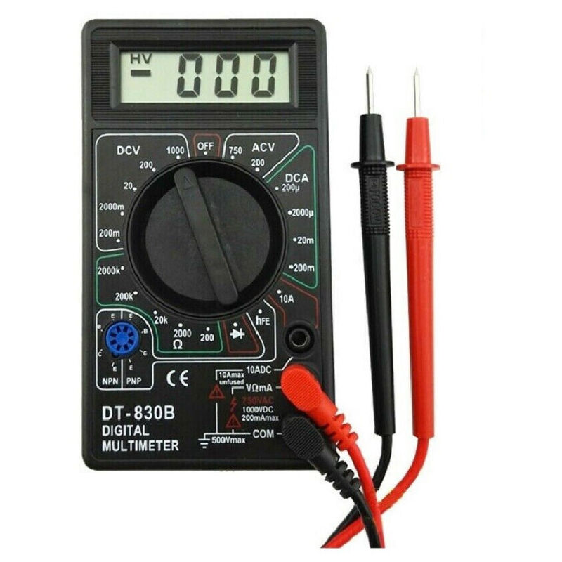 foto del prodotto trade shop traesio tester multimetro digitale con puntali volt ampere professionale dt 830 b 