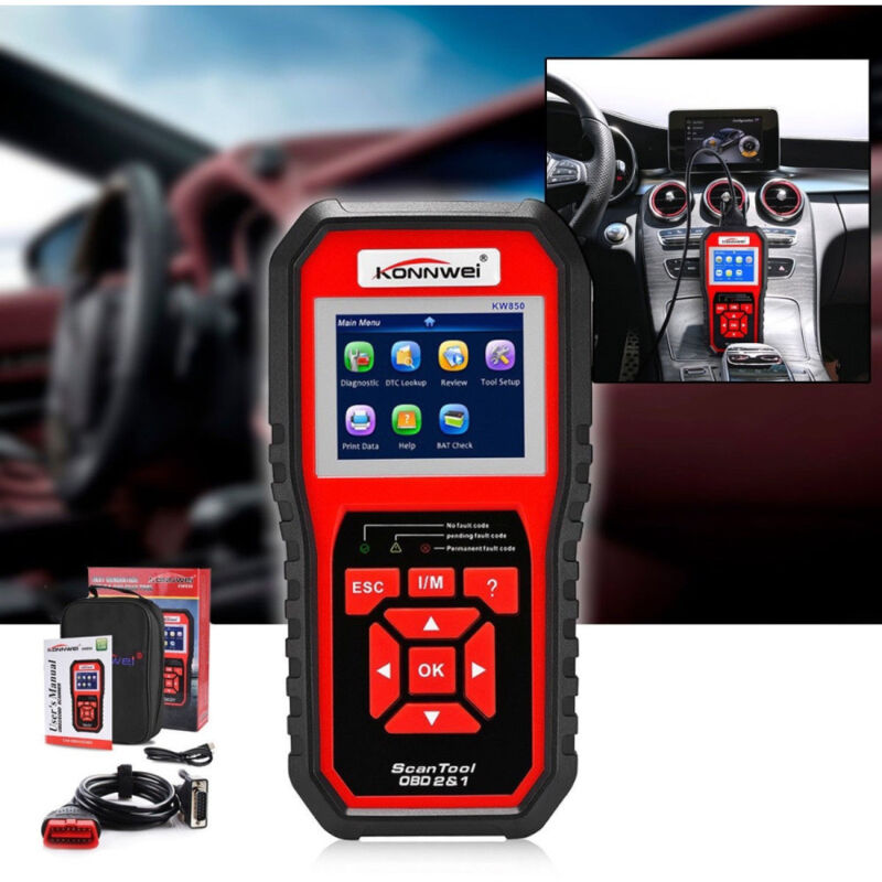 foto del prodotto trade shop traesio tester obdii obd2 eobd lettore codice diagnostico kw850 diagnosi auto odb obd2 