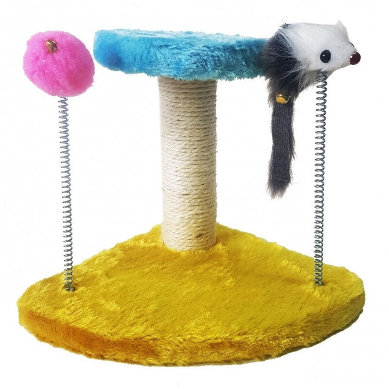 foto del prodotto trade shop traesio tiragraffi gioco a molle pupazzo topo palla base triangolare palestra per gatti 