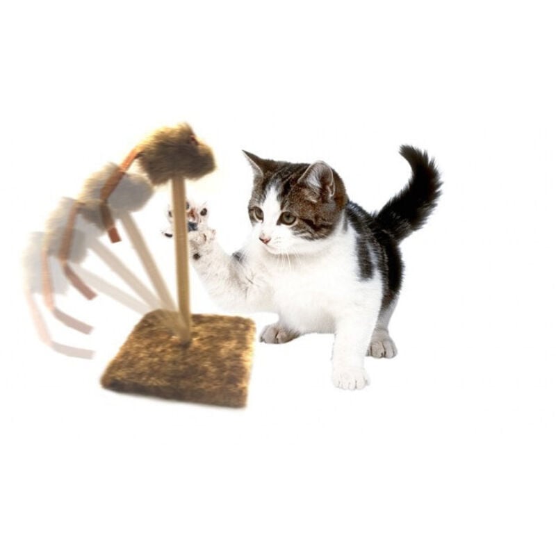 foto del prodotto trade shop traesio tiragraffi tira graffi con molla topino oscillante peluche gioco per gatti gatto 
