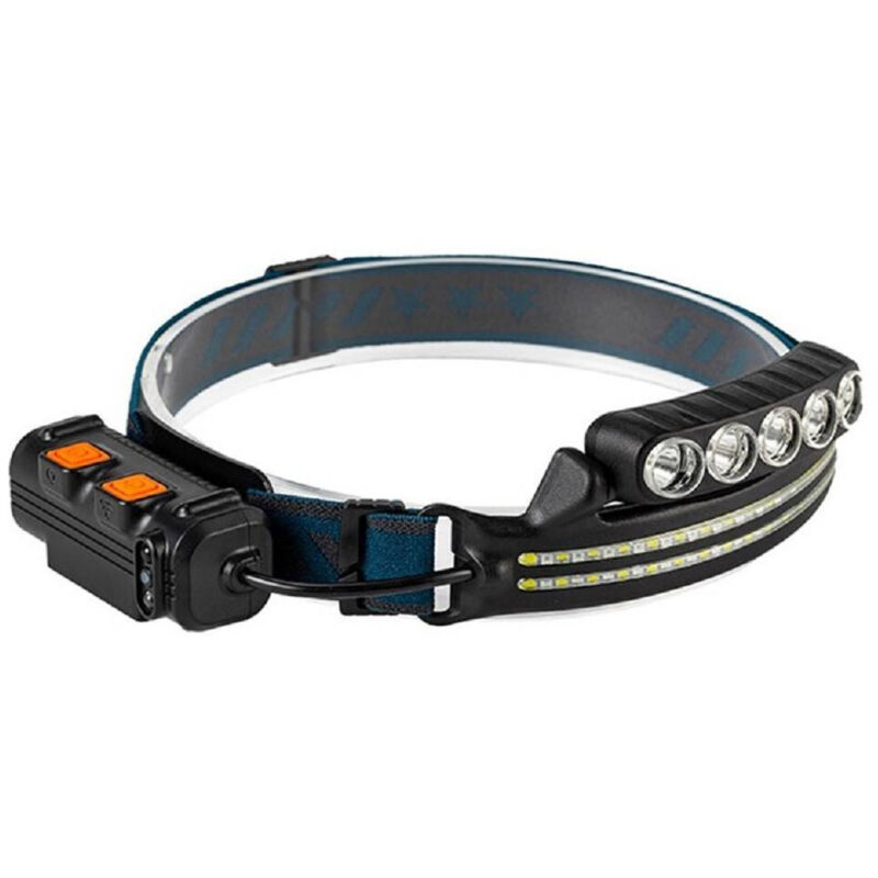 foto del prodotto trade shop traesio torcia da testa frontale sensore movimento 68 led luce bianca rossa blu 