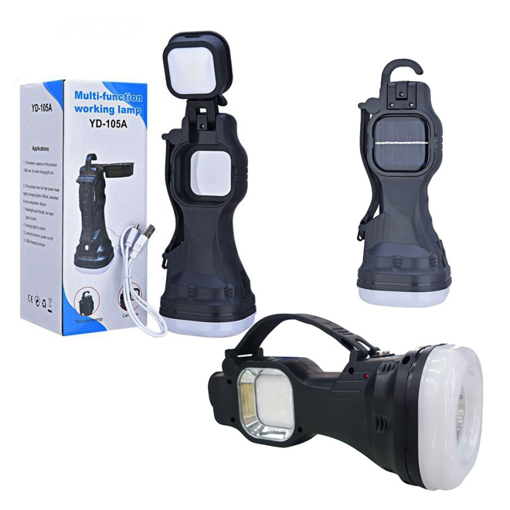 foto del prodotto trade shop traesio torcia lampada emergenza 26 led smd cob ricaricabile portatile pannello solare 