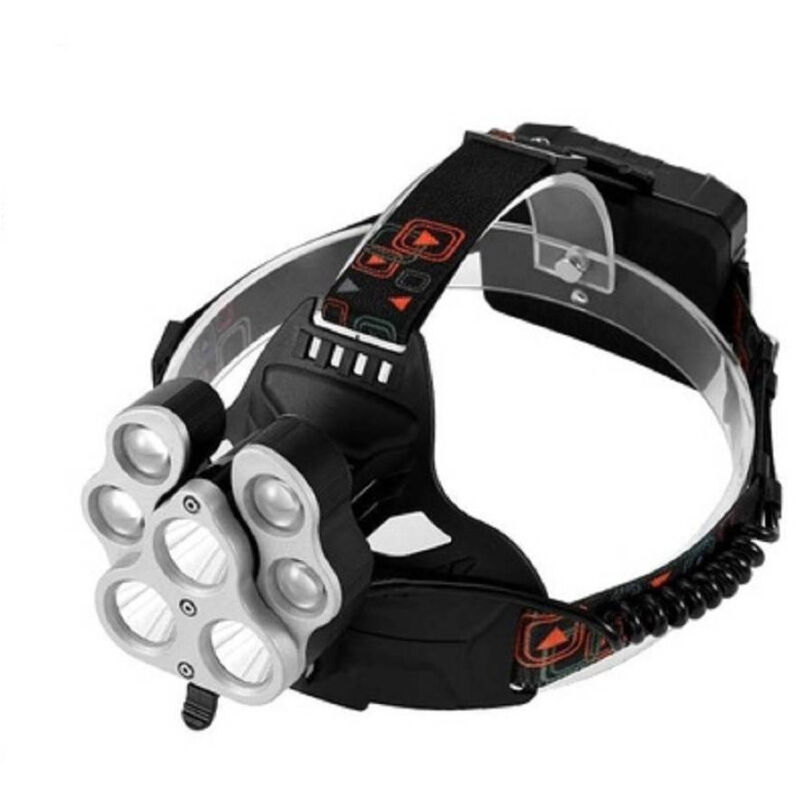 foto del prodotto trade shop traesio torcia lampada frontale 7 led ricaricabile pesca grotte fascio luce bianca 