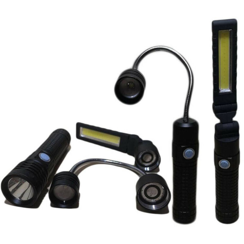 foto del prodotto trade shop traesio - torcia led 3in1 multifunzione bl-x8 ricaricabile 80000w led cree base magnetica -