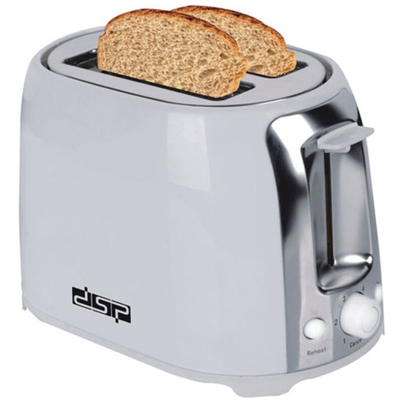 foto del prodotto trade shop traesio tostapane per 2 fette 750 w 6 livelli funzione scongelamento toast bianco 
