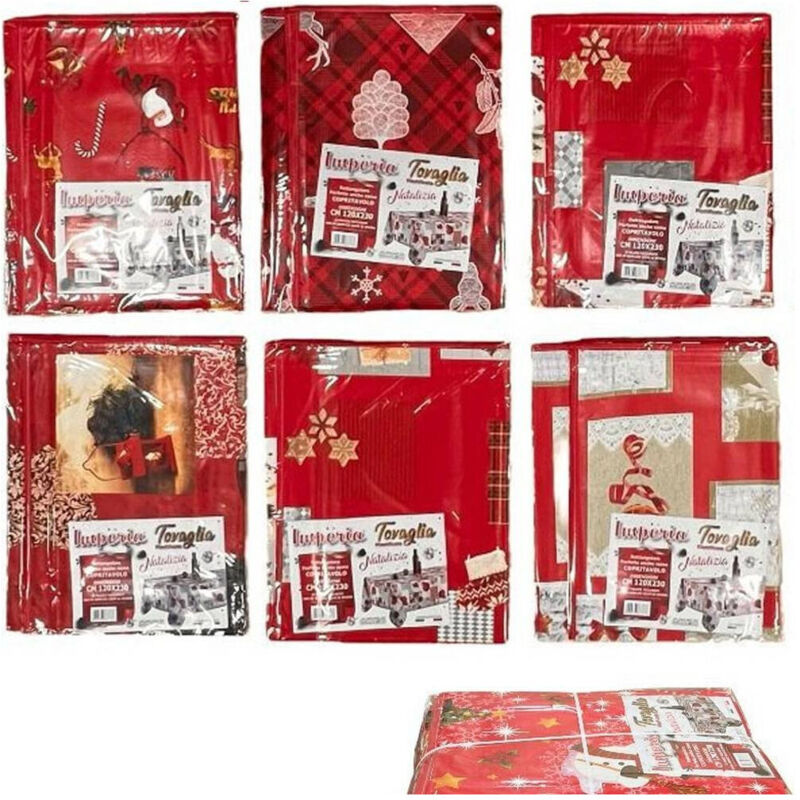 foto del prodotto trade shop traesio tovaglia copritavolo natale plastificata antimacchia varie fantasie mis. 120x230 