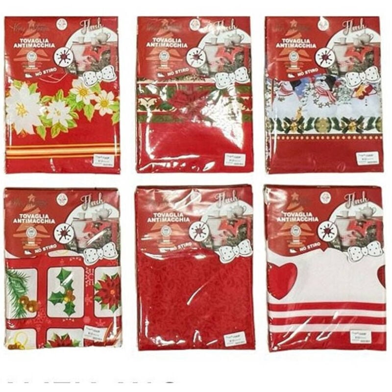 foto del prodotto trade shop traesio tovaglia natalizia antimacchia no stiro impermeabile varie fantasie 12 posti 
