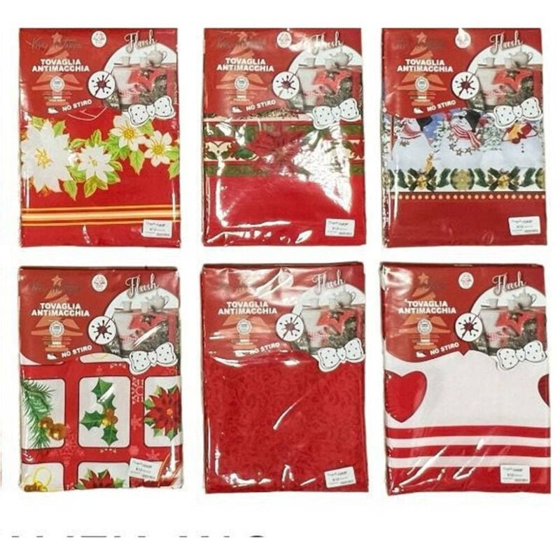 foto del prodotto trade shop traesio tovaglia natalizia antimacchia no stiro impermeabile varie fantasie 18 posti 
